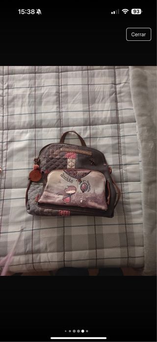 Mochila Marrón y Rosa con Estampado