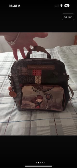 Mochila Marrón y Rosa con Estampado