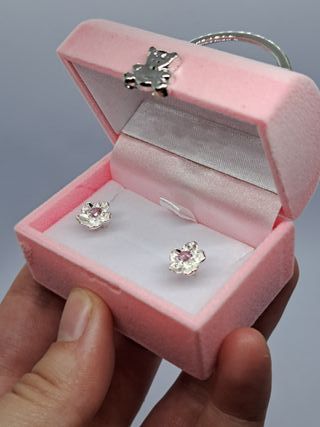 Pendientes Plata Ley 925 Flor Rosa