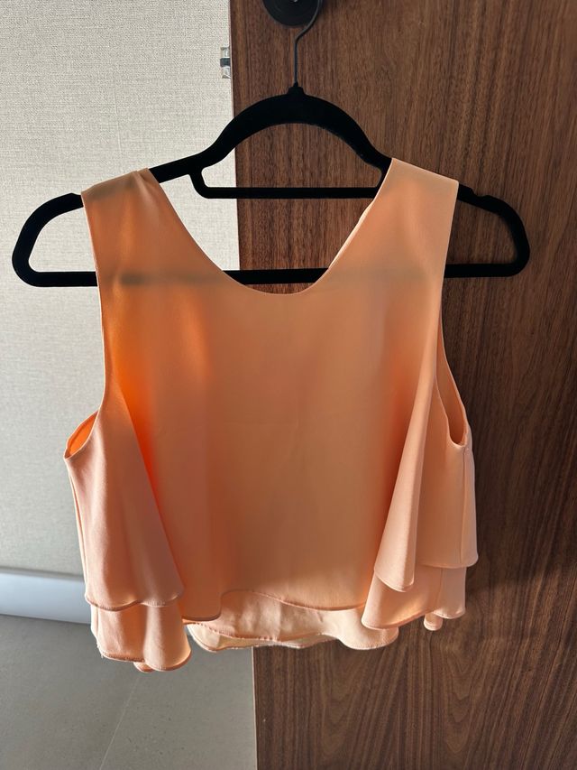 Blusa Zara volantes salmón