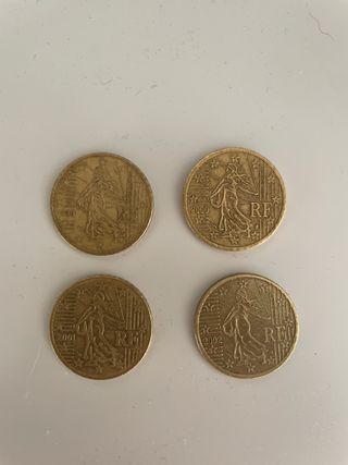 4 Monedas 50 Céntimos Francia 1999-2002