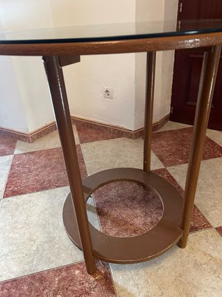 Mesa redonda cristal con hueco para brasero