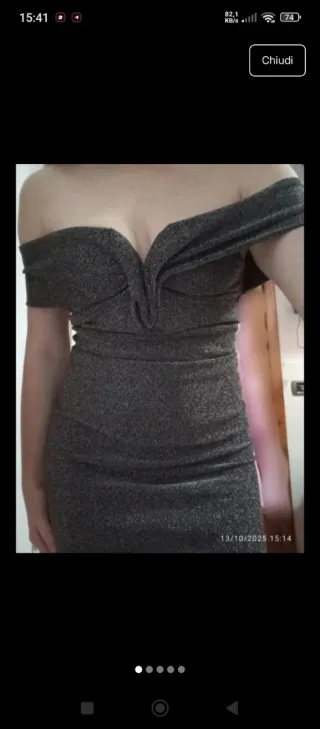 Vestito grigio brillantinato