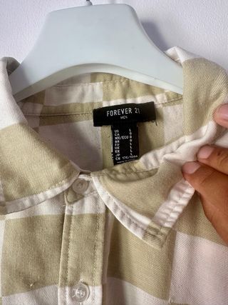 Camisa cuadros beige y blanca Forever 21