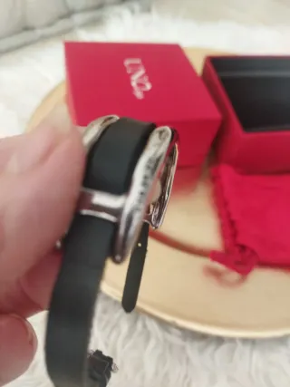 Pulsera Uno de 50 Unisex Negra y Plateada