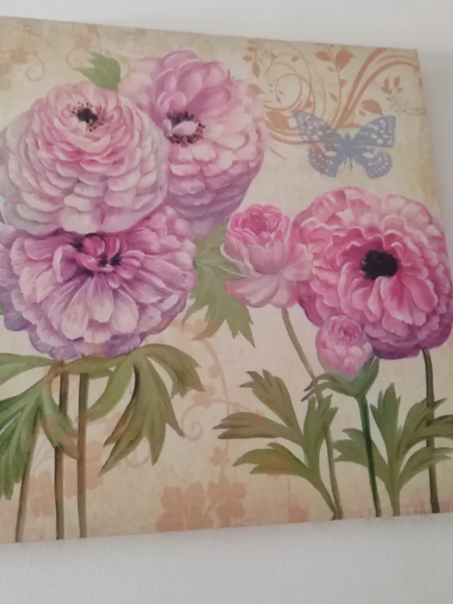 2 Cuadros Sin Marco Flores Rosas