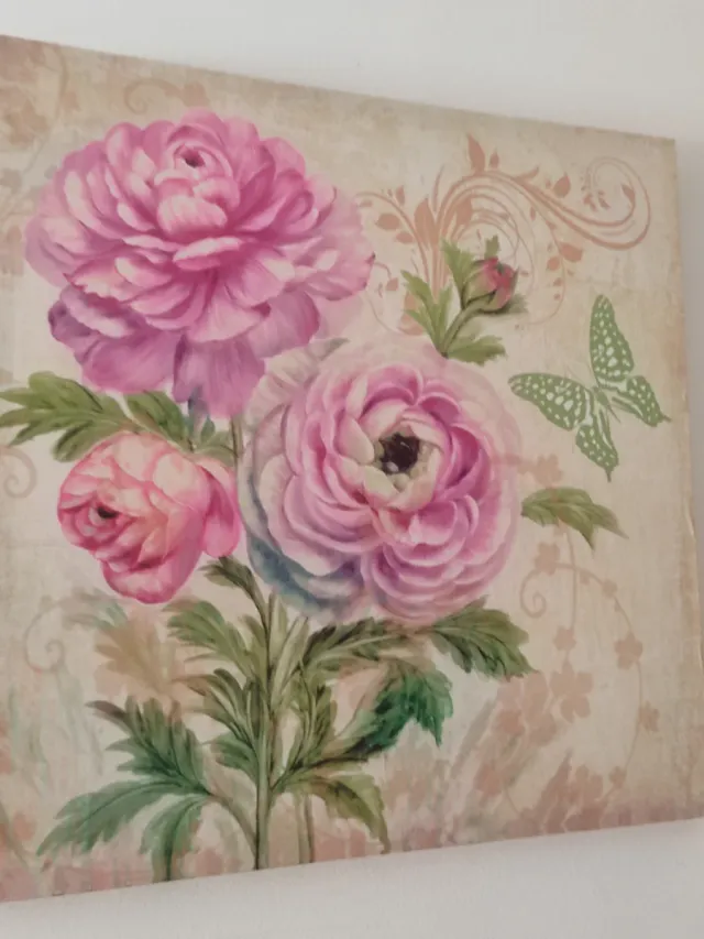 2 Cuadros Sin Marco Flores Rosas