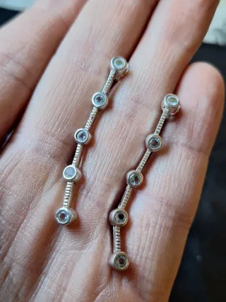 Pendientes articulados de plata 925 con circonitas