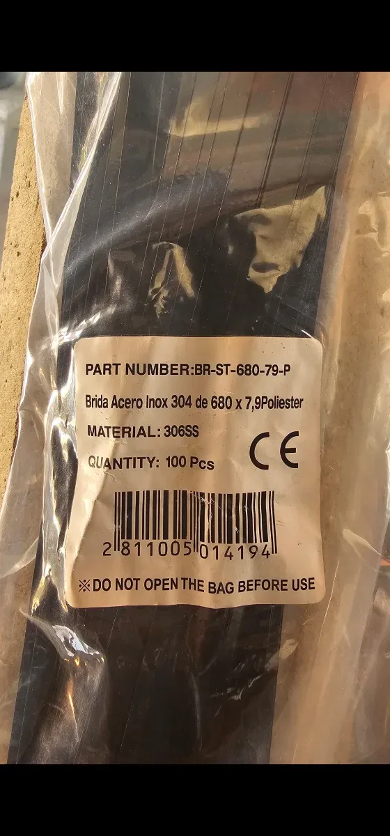 Bridas Acero Inox 304 680mm x 7.9mm (100 Pcs)