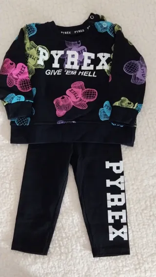 Completo Pyrex nero con orsetti