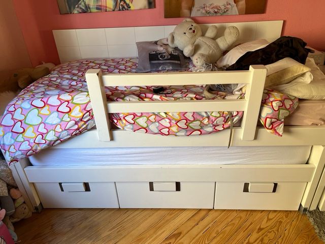 Cama nido juvenil lacada blanca.