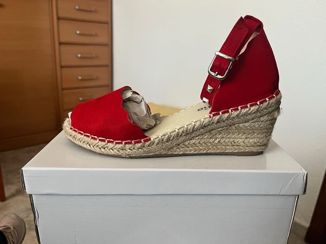 Cuña esparto verano roja talla 37