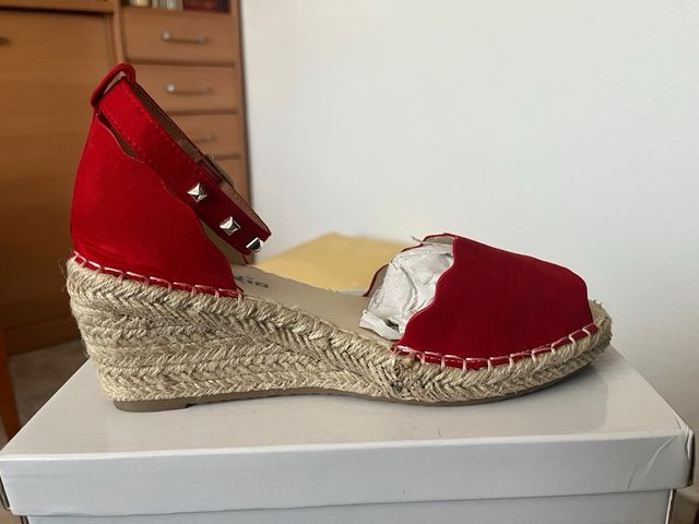 Cuña esparto verano roja talla 37