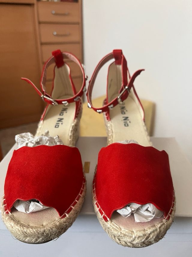 Cuña esparto verano roja talla 37