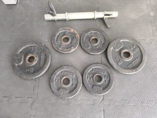 Barra Mancuerna Domyos con discos 10 kg