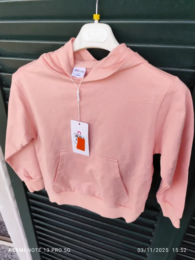 Felpa bambina con cappuccio varie taglie 