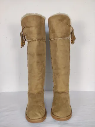 Stivali al ginocchio donna beige/marrone