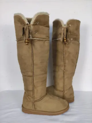 Stivali al ginocchio donna beige/marrone