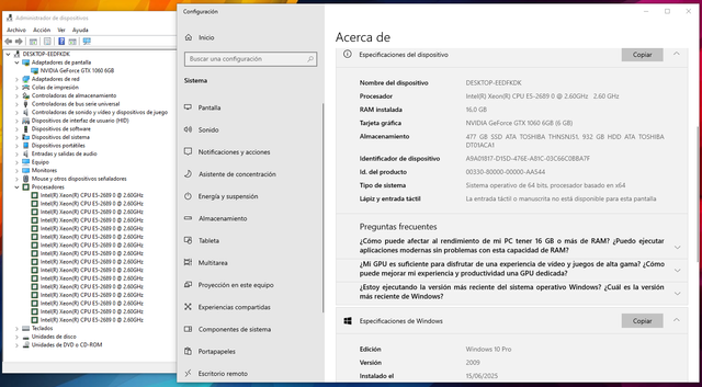 PC Gaming GTX 1060 16GB RAM 512GB SSD