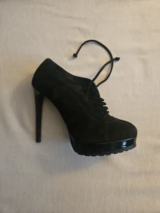 Zapatos Vicini piel ante negra tacon 37