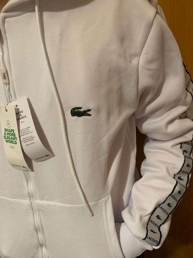 Sudadera Lacoste blanca con cremallera