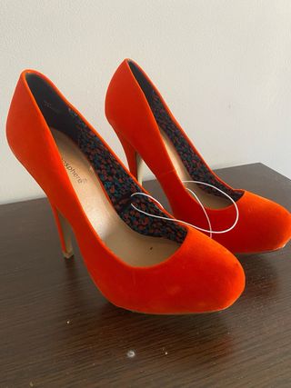 Zapatos tacón naranja efecto ante T38