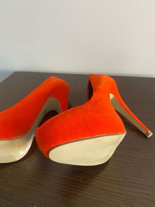 Zapatos tacón naranja efecto ante T38