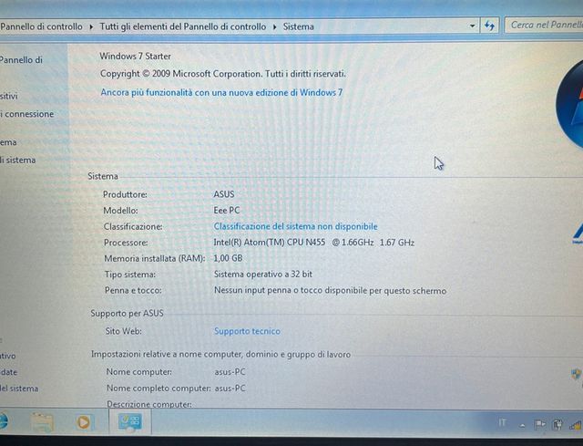 Netbook ASUS Intel Atom Bianco