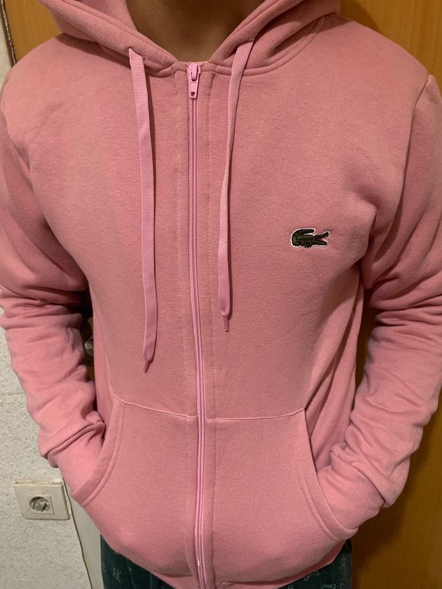 Sudadera rosa con cremallera y logo