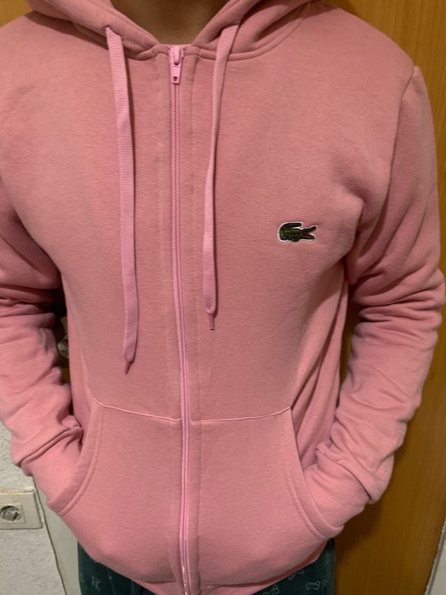 Sudadera rosa con cremallera y logo