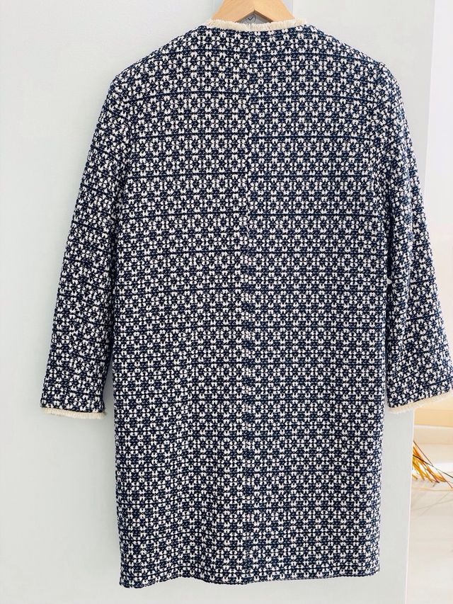 Chaqueta Zara Tweed Talla S Azul Marino/Blanco
