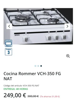 Cocina-horno Rommer 3 fuegos más campana