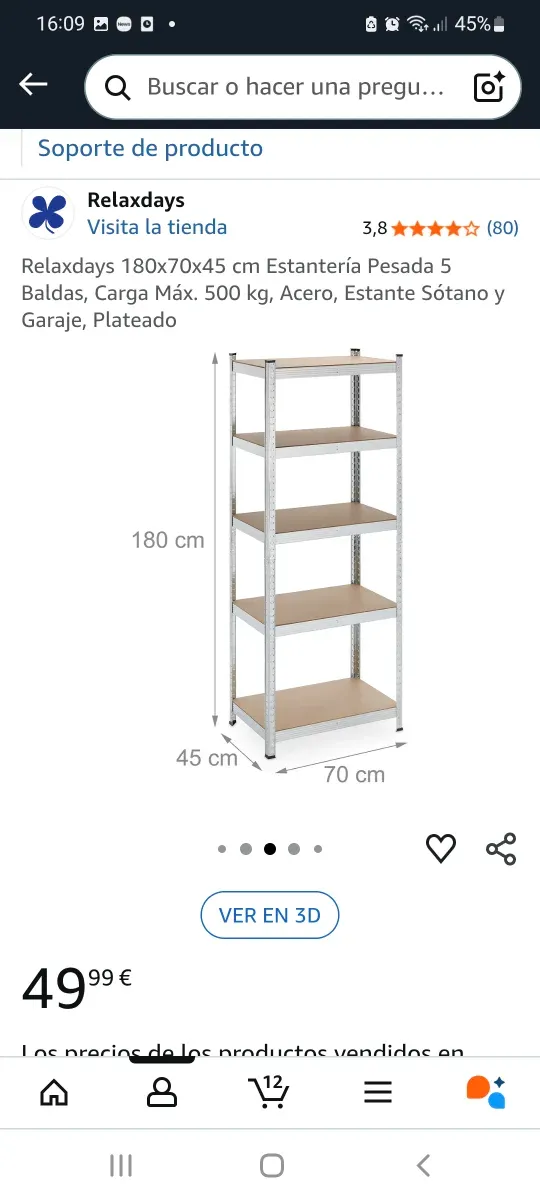 Estante Relaxdays de 5 prateleiras