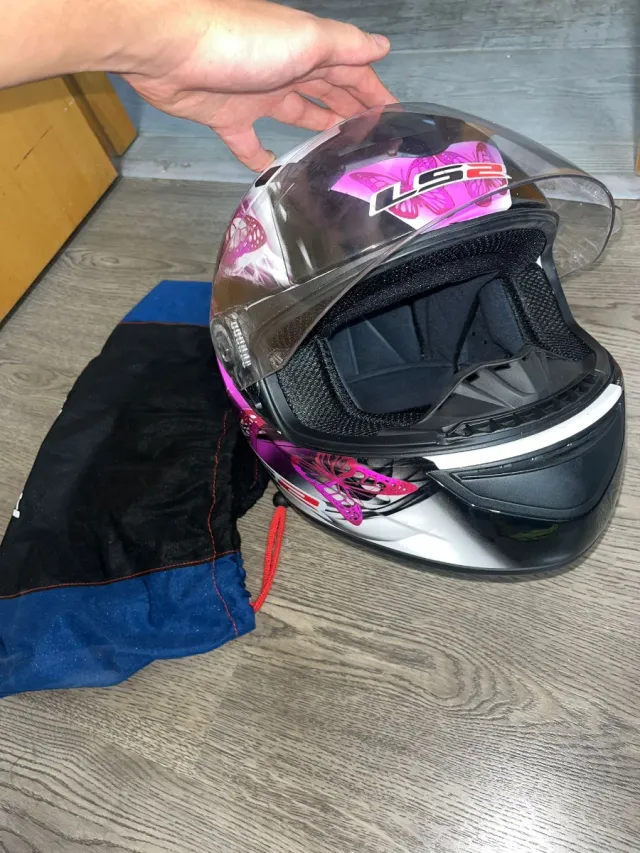 Casco Moto LS2 Rosa Mariposas XXS