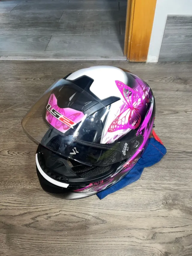 Casco Moto LS2 Rosa Mariposas XXS