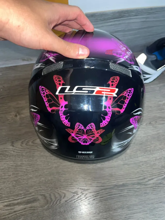 Casco Moto LS2 Rosa Mariposas XXS