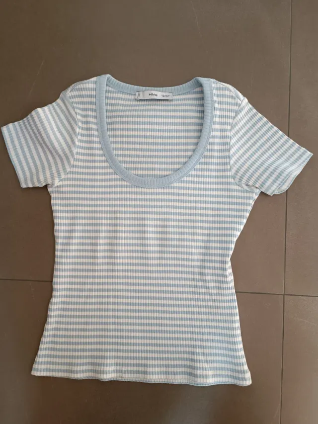 Camiseta Mango Rayas Azul y Blanco