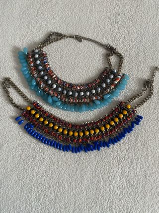 Collar babero tejido bohemio con cuentas