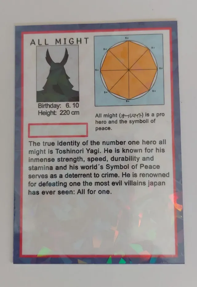 Carta All Might My Hero Academia Holográfica