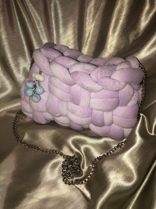 Borsa artigianale intrecciata viola