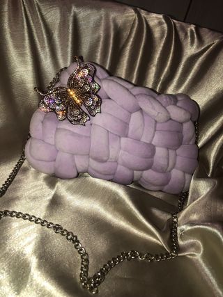 Borsa artigianale intrecciata viola