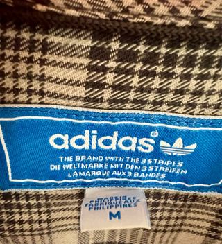 Camisa Adidas cuadros gris y blanco