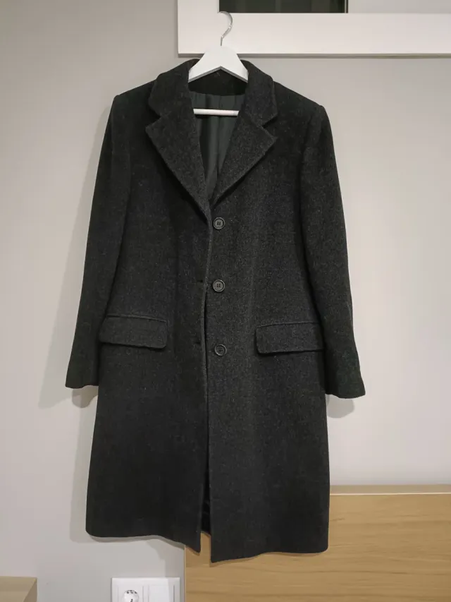 Abrigo largo gris mujer