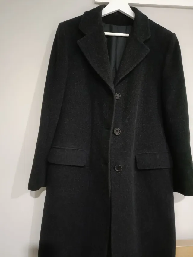 Abrigo largo gris mujer