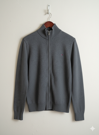 Camisola Tommy Hilfiger com fecho cinzento