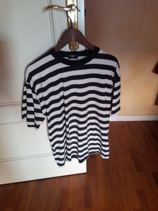 Camiseta Rayas Hombre Negra y Blanca