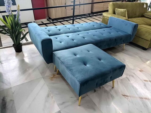 Sofá Cama Azul con Puff - Nuevo OFERTA!