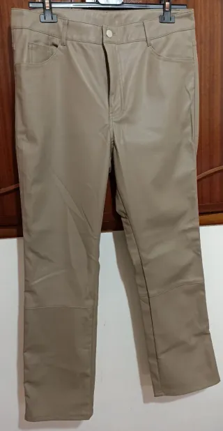 Pantaloni similpelle beige tortora
