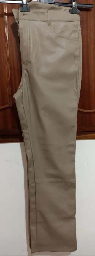 Pantaloni similpelle beige tortora