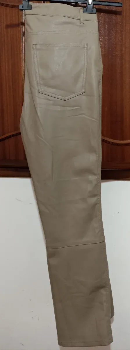 Pantaloni similpelle beige tortora